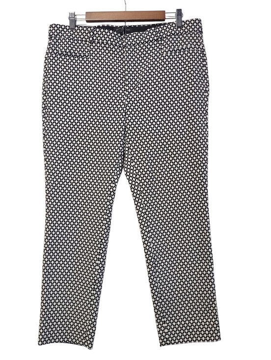 Banana Republic Pants - Banana Republic Sloan Crop Pants Women's Size 12 Black White Geometric Print NWT